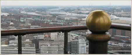A view of Hamburg from the top of the Hamburg landmark St. Michaelis